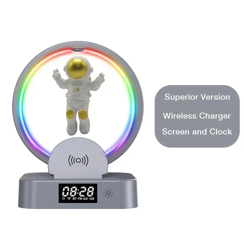 Magnetic Levitating Bluetooth Speaker Floating Astronaut Speakers Sound Box with LED Light Show Wireless Charger