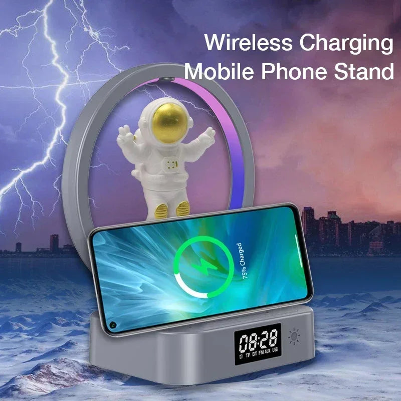 Magnetic Levitating Bluetooth Speaker Floating Astronaut Speakers Sound Box with LED Light Show Wireless Charger