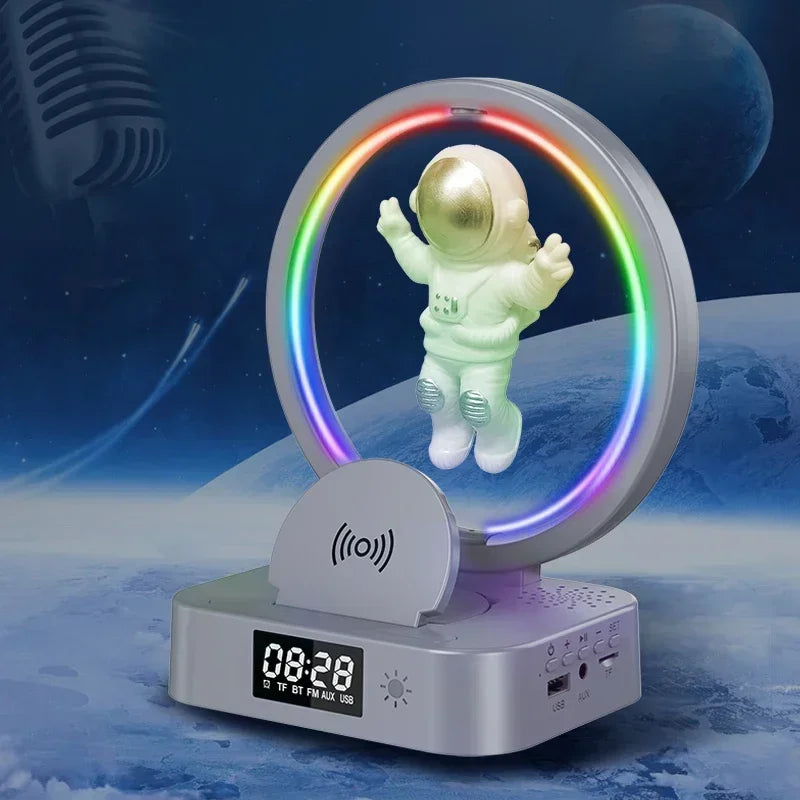 Magnetic Levitating Bluetooth Speaker Floating Astronaut Speakers Sound Box with LED Light Show Wireless Charger